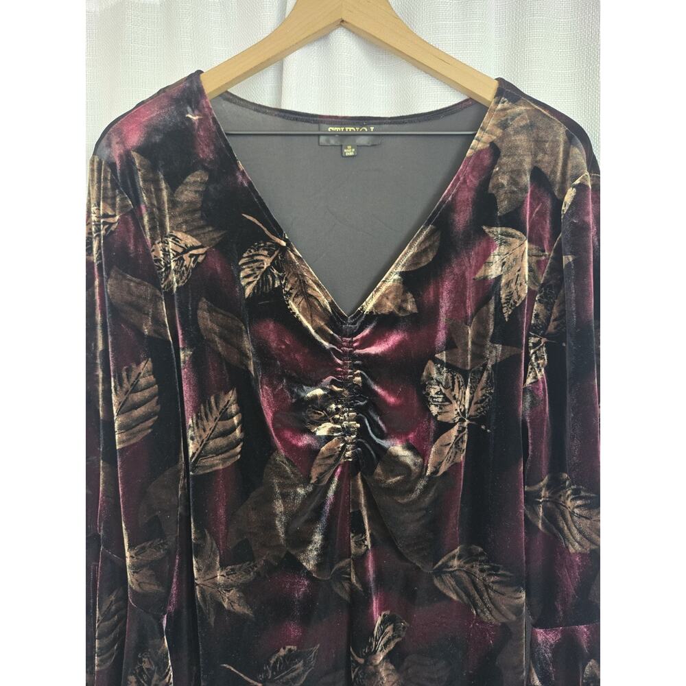 Velvet Floral Top Sz 18 Witchy Boho Gothic Whimsigoth Dark Romantic Renaissance - Picture 4 of 10